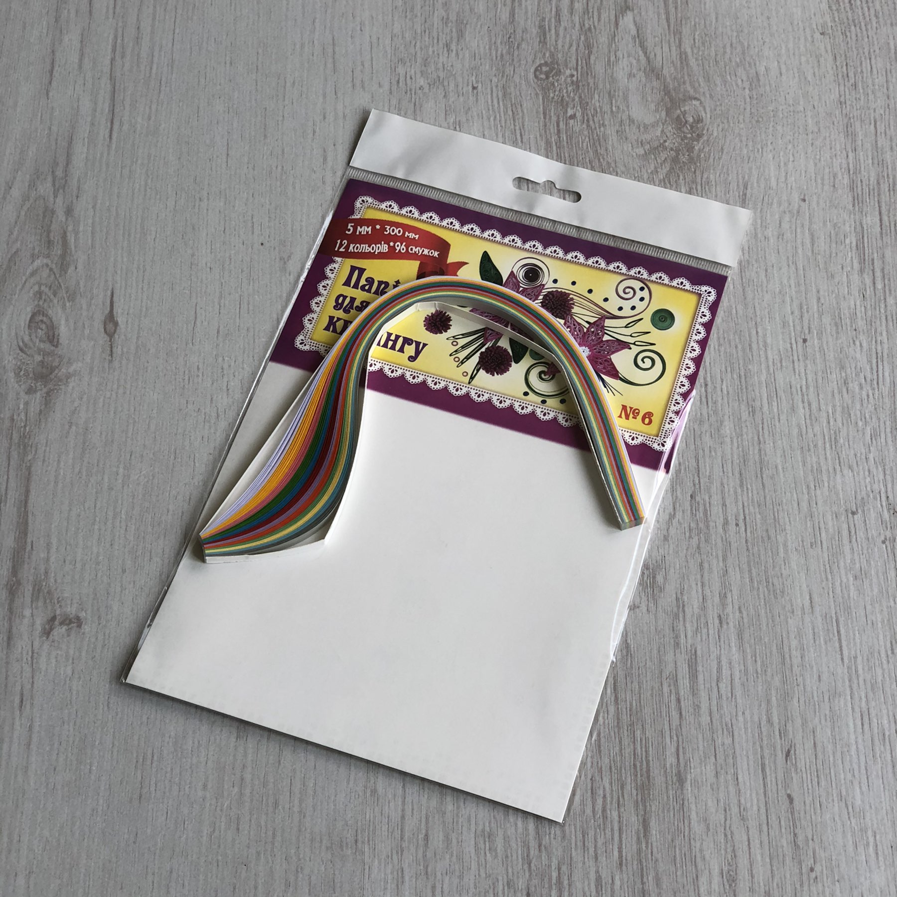 Папір кольоровий для КВІЛІНГУ №6, 12 кол.